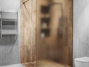 Стеклянная душевая перегородка Alfa-Glass 2000х600мм стекло бронза матовое цвет фурнитуры Bronze Бронза (model-A.267)