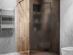 Скляна душова перегородка Alfa-Glass 2000х600мм скло графіт інтим зона колір фурнітури Black - Чорна матова (model-A.330)