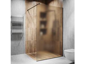 Стеклянная душевая перегородка Alfa-Glass 2000х900мм стекло бронза матовое цвет фурнитуры Black Черная матовая (model-A.