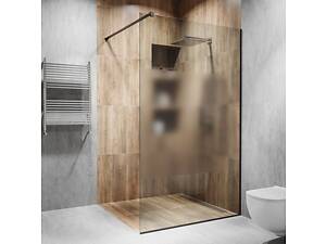 Стеклянная душевая перегородка Alfa-Glass 2000х900мм стекло прозрачное интим зона цвет фурнитуры Black Черная матовая (m