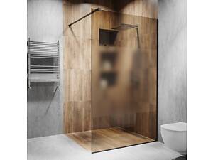 Стеклянная душевая перегородка Alfa-Glass 2000х900мм стекло бронза интим зона цвет фурнитуры Black Черная матовая (model