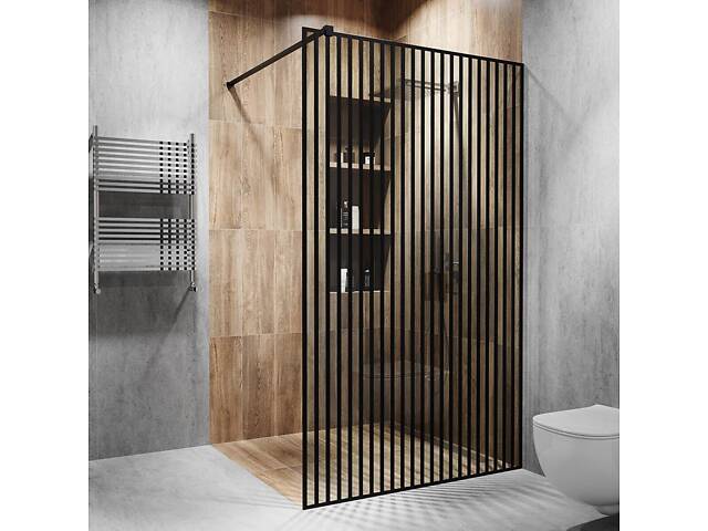 Стеклянная душевая перегородка лофт (LOFT) Alfa-Glass 2000х700мм стекло фурнитура Black - Фото 8