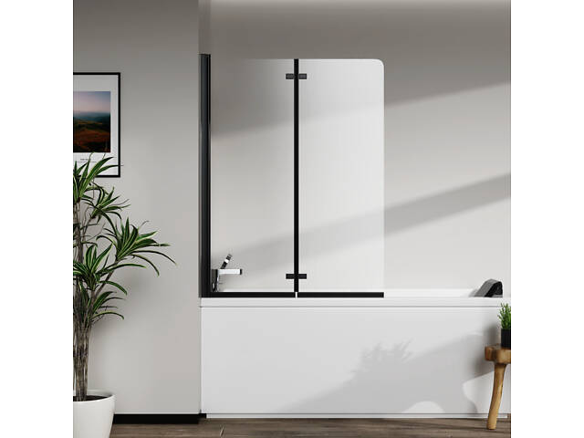 Скляна шторка для ванни AVKO Glass RDW02-J2 100x140 Black - Фото 2