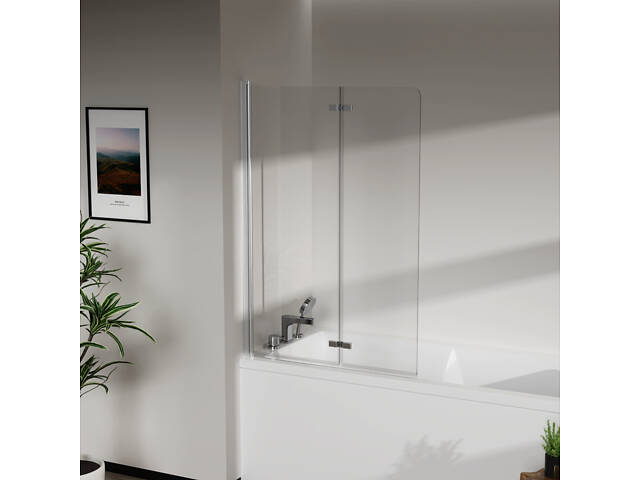 Скляна шторка для ванни AVKO Glass RDW02-J2 50+40x140 Silver - Фото 1