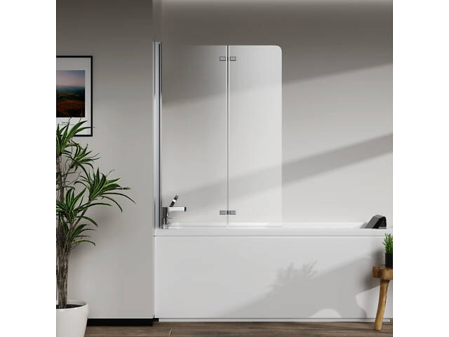 Скляна шторка для ванни AVKO Glass RDW02-J2 50+40x140 Silver - Фото 2