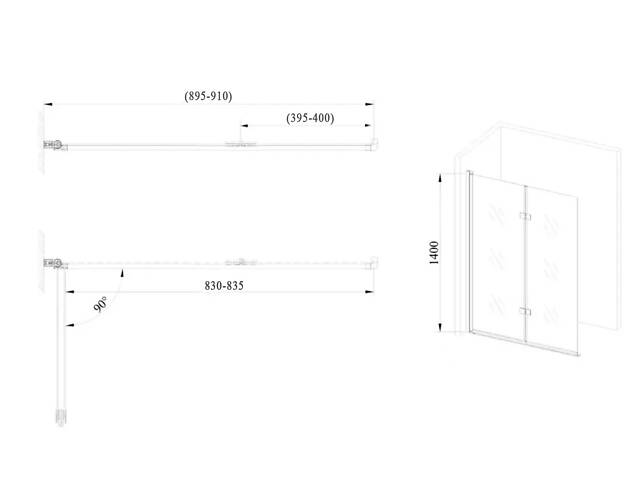 Скляна шторка для ванни AVKO Glass RDW02-J2 60+40x140 Silver - Фото 3