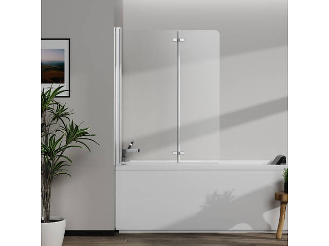 Скляна шторка для ванни AVKO Glass RDW02-J2 60+40x140 Silver - Фото 2