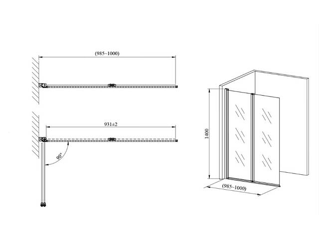 Скляна шторка для ванни AVKO Glass RDY19 60+40x140 Black матова - Фото 3