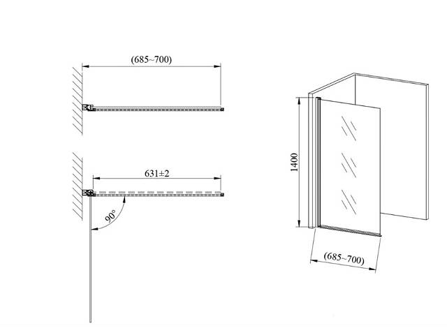 Скляна шторка для ванни AVKO Glass RDY24 70х140см Black - Фото 7