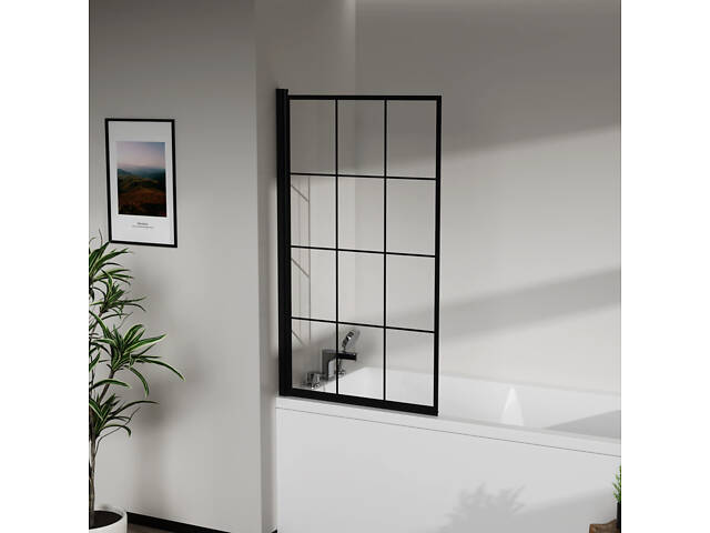 Скляна шторка для ванни AVKO Glass RDY24 70х140см Black - Фото 1