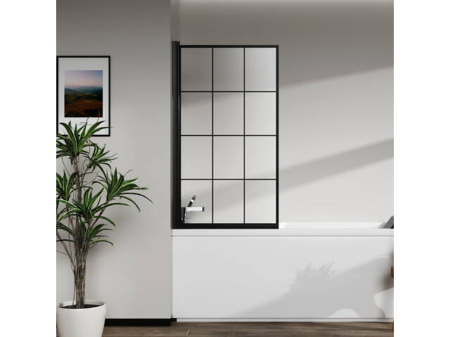 Скляна шторка для ванни AVKO Glass RDY24 70х140см Black - Фото 2