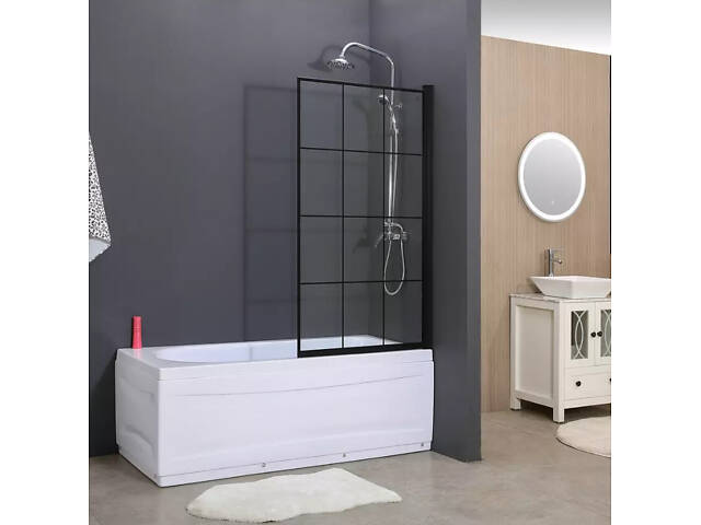 Скляна шторка для ванни AVKO Glass RDY24 70х140см Black - Фото 3