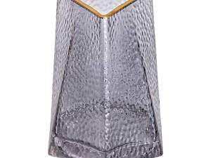 Скляна ваза для квітів, декоративна, трикутна, 15,5 см, сіра з золотою облямівкою HP-1711