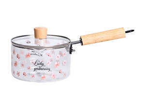 Скляний ківш із кришкою для кухні 1.8 л ручкою і носиком HP-34-19