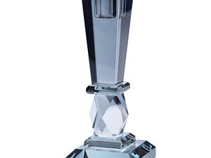 Стеклянный подсвечник 22 (см) на стол высокий декоративный геометрический квадратный