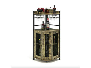 Стелаж Costway Marvo барний з тримачем келихів в стилі Loft бежевий