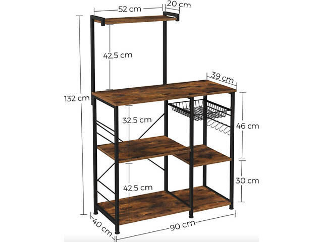 Кухонная стеллаж Leobert Supretto с местом для микроволновой печи в стиле Loft. - Фото 4