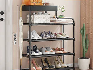Стелаж для взуття Shoe rack BLACK Полиця для взуття-08-02, Метал, 60х18.5х78.5 см