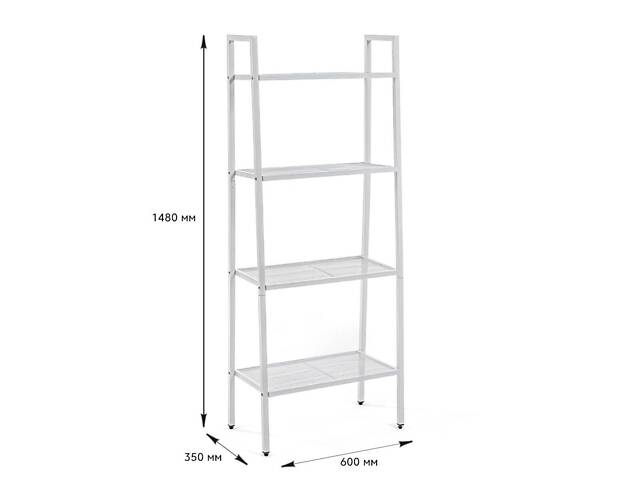 Стелаж-етажерка чотириярусний з металу білий 60*35*148см SW-00002104 - Фото 2