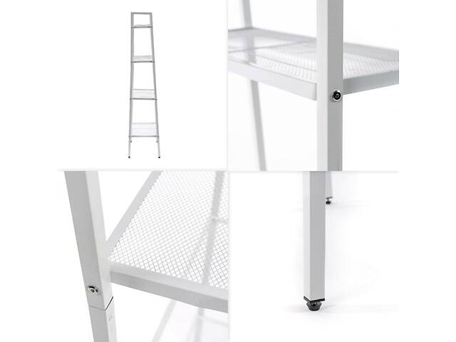 Стелаж-етажерка чотириярусний з металу білий 60*35*148см SW-00002104 - Фото 4