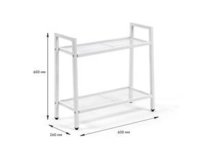 Стеллаж-этажерка двухъярусный из металла белый 60*26*60см SW-00002102