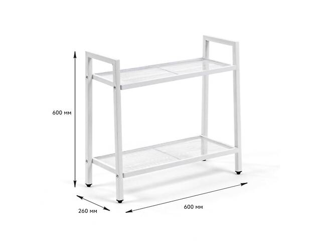 Стелаж-етажерка двоярусний з металу білий 60*26*60см SW-00002102 - Фото 1