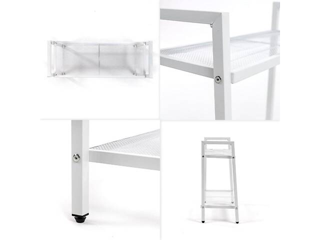 Стелаж-етажерка двоярусний з металу білий 60*26*60см SW-00002102 - Фото 3