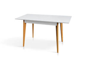 Стіл Міраж (980+32)/68 ніжки натур/столешня біла