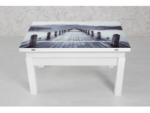 Стіл-трансформер ФЛАЙ, білий+скло (міст) fp-1118