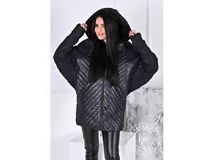 Стильна зимова куртка кокон oversize з капюшоном батал