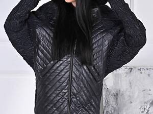 Стильна зимова куртка кокон oversize з капюшоном батал