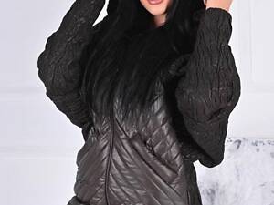 Стильная зимняя куртка кокон oversize с капюшоном / шоколад
