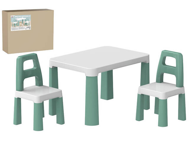 Дитячий стіл з двома стільцями м'ятний 0440 Технок - Фото 2