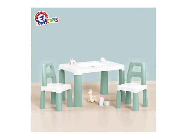 Дитячий стіл з двома стільцями м'ятний 0440 Технок - Фото 1