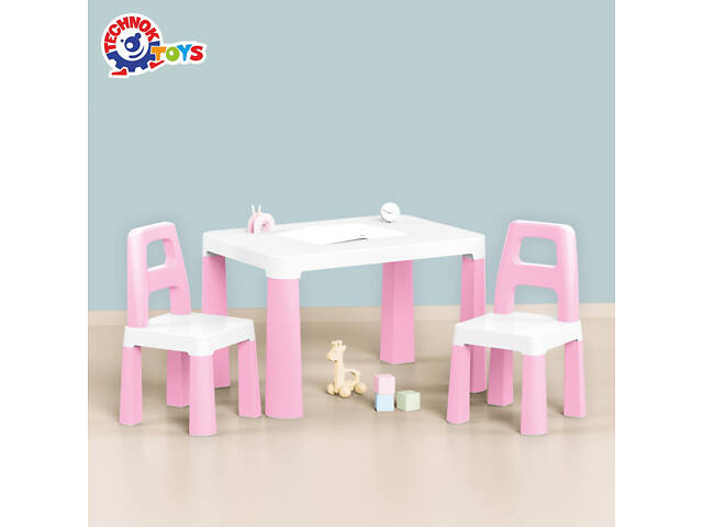 Набір стіл з двома стільцями рожевий Технок 0457 - Фото 1