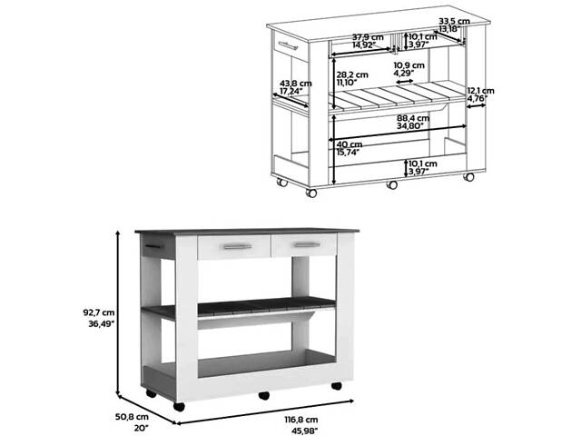 Стол-тележка 'Америкус' зефир-сиена - Фото 2
