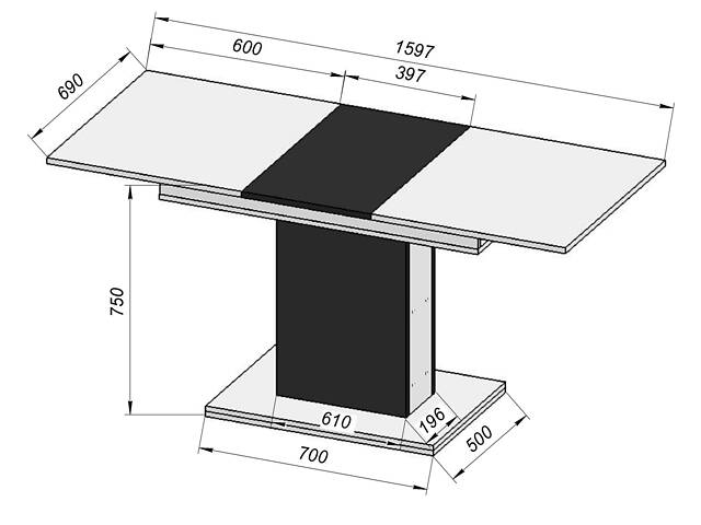 Стіл-трансформер Art in Head Boston M 1200х690х750 Білий/Білий МДФ/попелястий МДФ (TB12011619000) - Фото 6