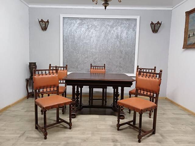 Стол и 5 стульев. Антикварные - ХІХ ст. Французские ?? Ручная работа. Отреставрированы!! Деревянные. Ручная резьба. В - Фото 1