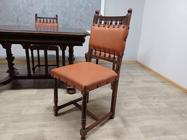 Стол и 5 стульев. Антикварные - ХІХ ст. Французские ?? Ручная работа. Отреставрированы!! Деревянные. Ручная резьба. В - Фото 4