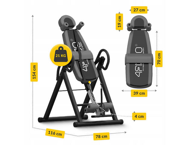 Стіл інверсійний 4FIZJO регульований Black/Grey (P-5905973401951) - Фото 10