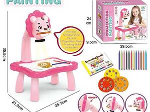 Столик с проектором YM 2301 A (36/2) “Тигр” 3 диска, фломастеры, салфетка, на батарейках, альбом, в коробке