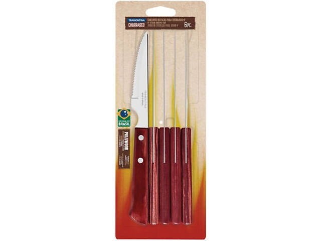 Столовий ніж Tramontina Barbecue Polywood для стейку 6 шт Red Wood (21109/674) - Фото 1