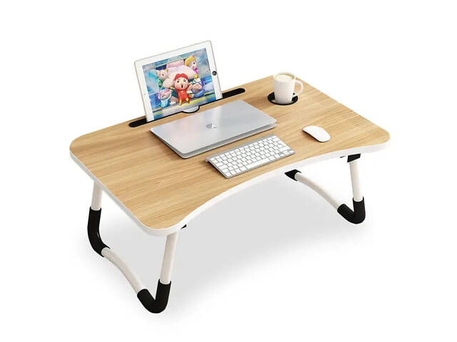 Столик-підставка для сніданків і ноутбука, складаний, під планшет 23 дюйми, зі знімним підсклянником - Фото 1