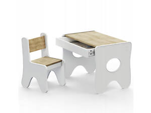 Столик и стульчик для ребенка 70×45×51, детский игральный стол и стул, белый с деревом