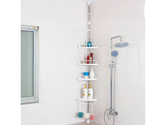 Стойка с полками для ванной комнаты Multi Corner Shelf угловая 3.2 м White (3_01686) - Фото 3