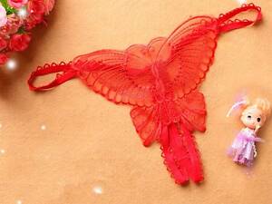 Стринги бабочка - Красный - XS/S/M - Эротическое белье