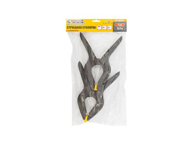 Струбцина столярна MASTERTOOL A-Type пружинна 200 мм захват 95 мм набір 2 шт 07-0595 - Фото 5