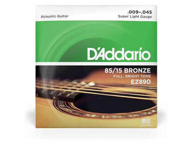 Струни для гітари D'Addario 85/15 Bronze Super Light (09-45) (EZ890) - Фото 2