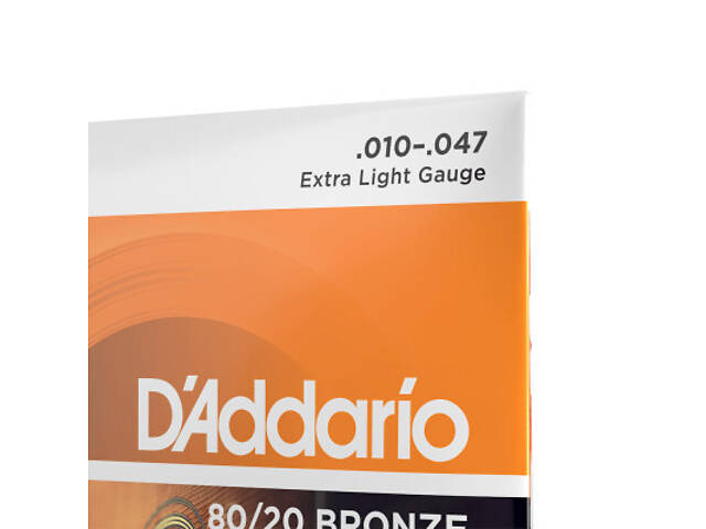 Струни для гітари D'Addario Bronze 80/20 Extra Light (10-47) (EJ10) - Фото 4
