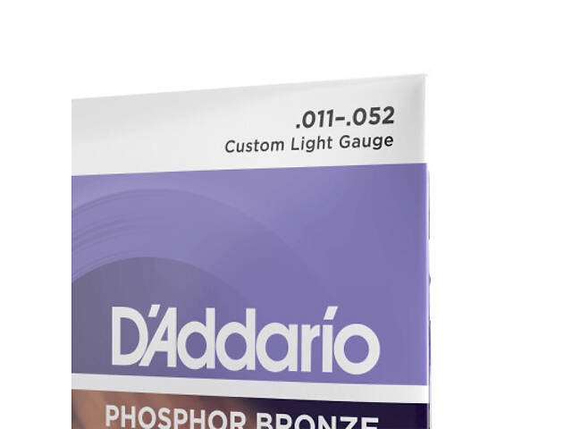 Струни для гітари D'Addario Phosphor Bronze Custom Light (11-52) (EJ26) - Фото 4